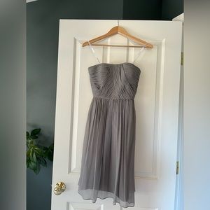 Chiffon strapless Donna Morgan bridesmaid dress.